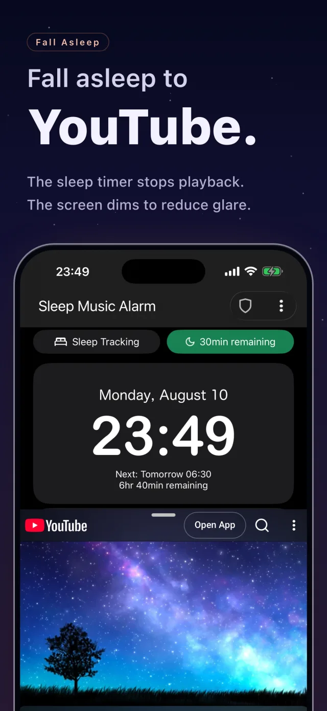Fall asleep to YouTube. The sleep timer running
